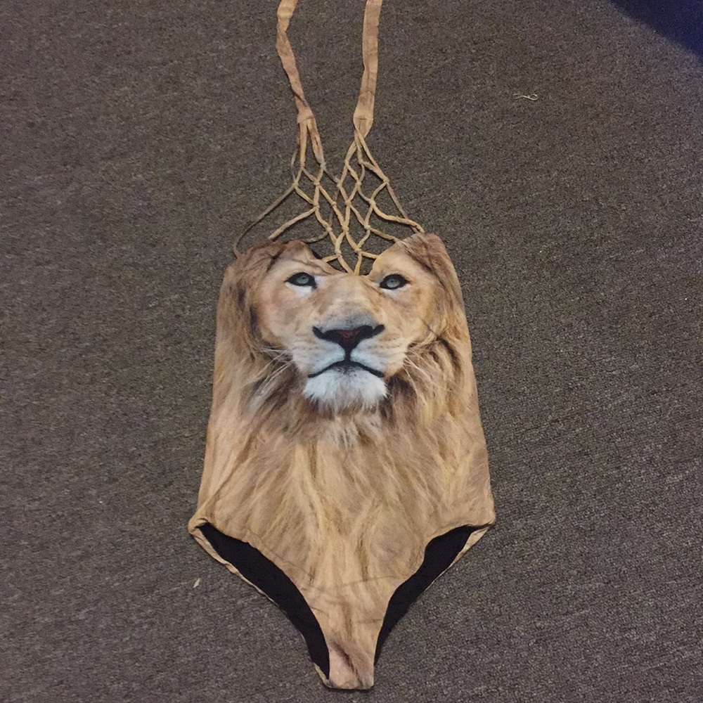 Reversible lion one piece bathing suit